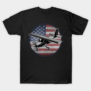 Pilot Funny Aviation Lover USA American Flag T-Shirt